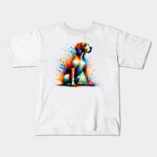 Colorful Abstract Splashed Paint Pointer Dog Artwork Kids T-Shirt
